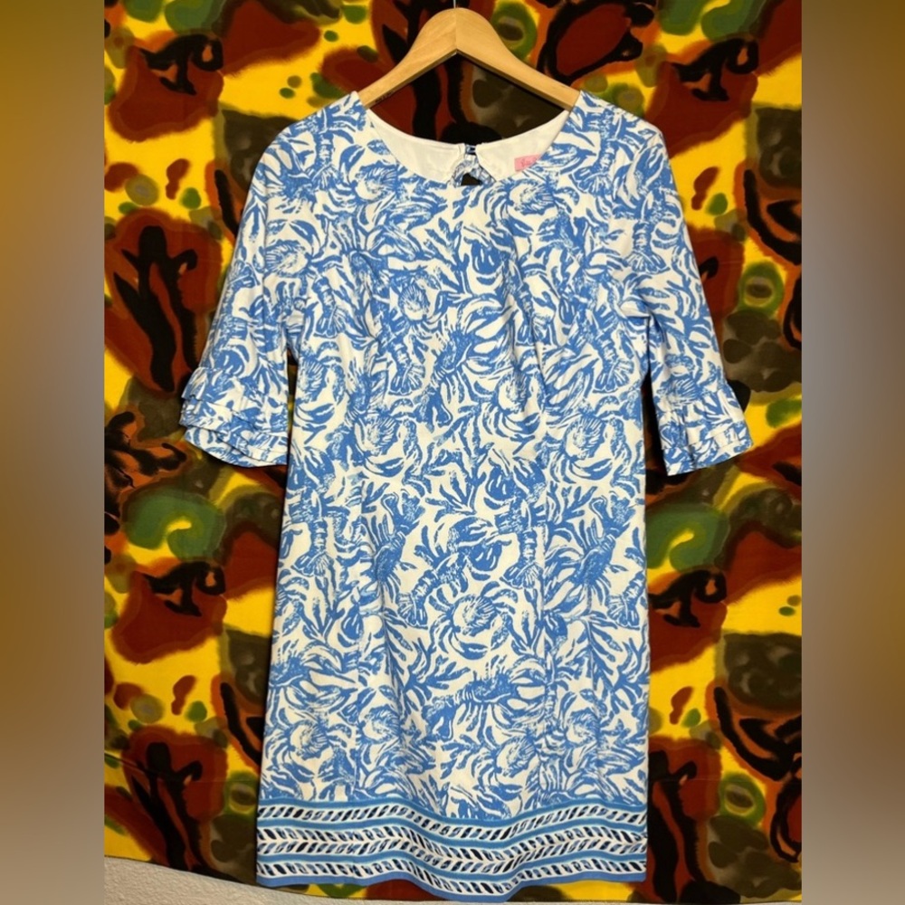 Women’s 10 Lilly Pulitzer Dress On A Roll Lobster Stretchy Nwot